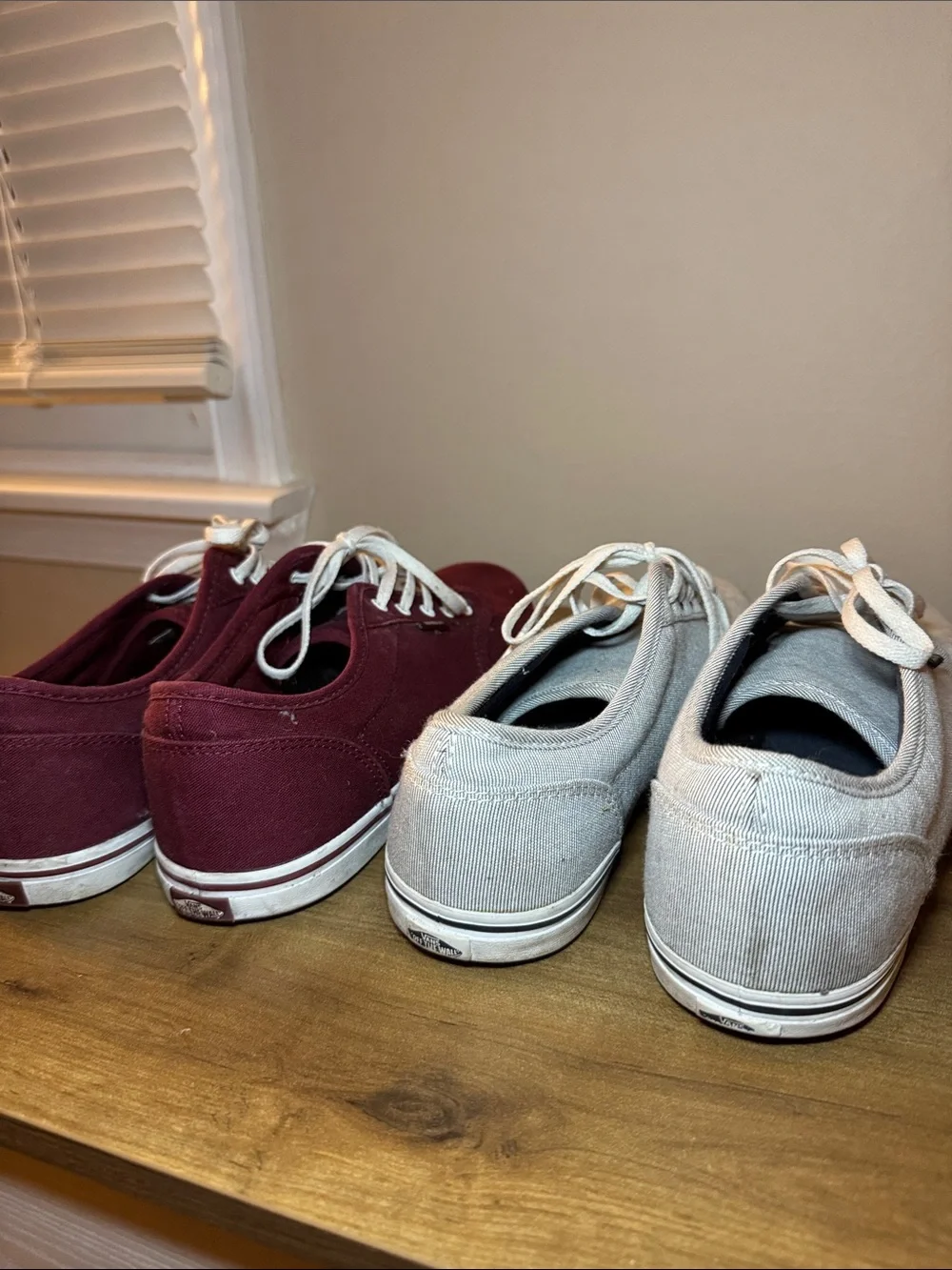 Vans Low-Top Canvas Sneakers in Burgundy and Light Gray